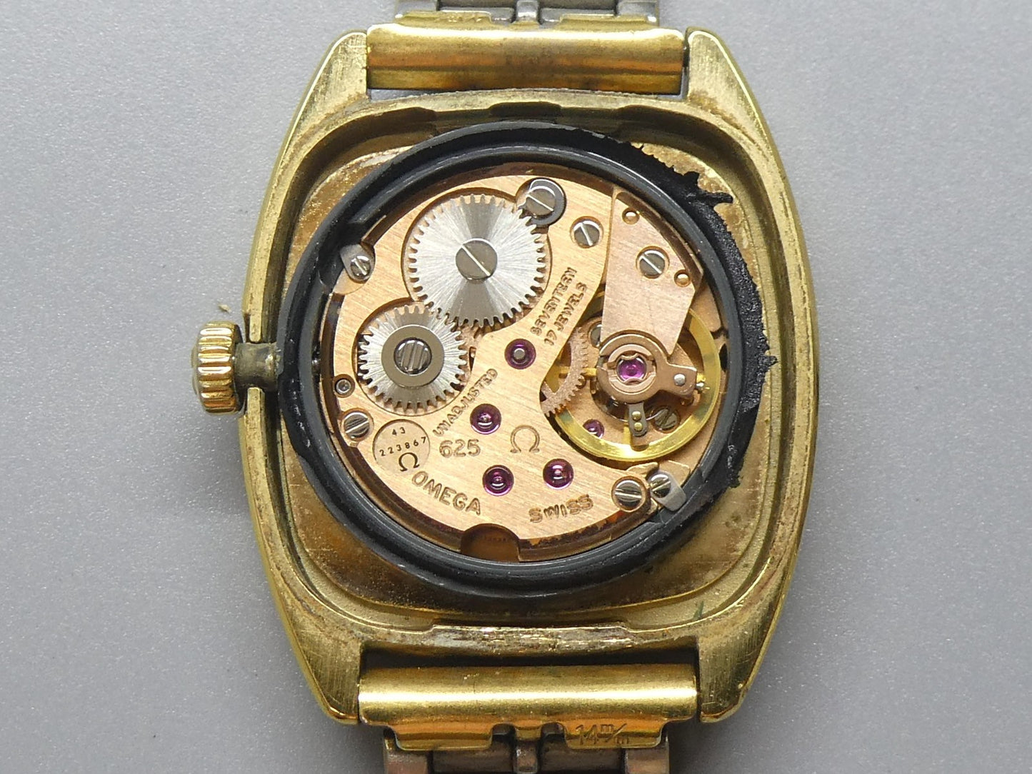 *Exc+5* Vintage 1970s OMEGA De Ville Cal.625 Hand Wind Gold Square Women Watch