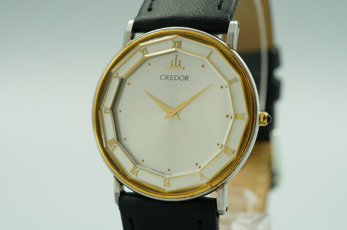 *NEAR MINT* Vintage 1988 SEIKO CREDOR 2F70-0290 Qz Silver Round 31mm Mens Watch