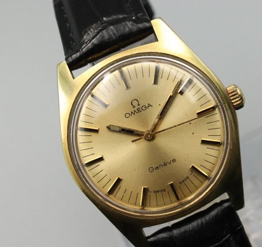 *Exc+5* Vintage OMEGA Geneve Cal.601 Hand Winding Gold Dial Round Mens Watch