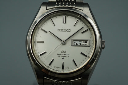 Exc+5 1970s SEIKO LORD MATIC 5606-7070 Automatic Silver Round 36mm Mens Watch