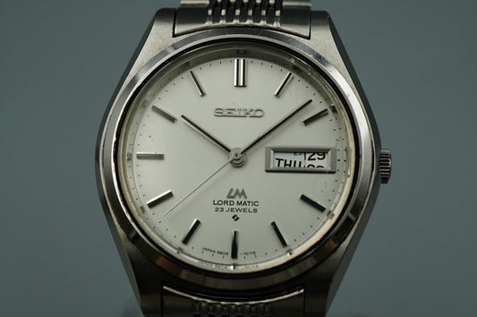 Exc+5 1970s SEIKO LORD MATIC 5606-7070 Automatic Silver Round 36mm Mens Watch