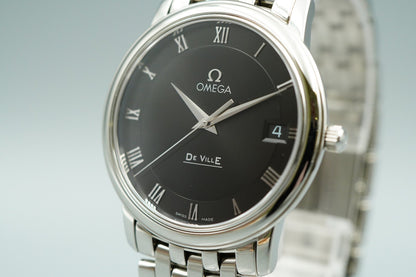 *MINT* OMEGA De Ville 424.10.27.60.01.001 Qz Black Round 34mm Mens Watch