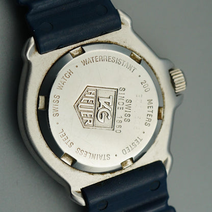 *N MINT* Vintage TAG Heuer Professional 370.508 Qz Blue Round 28mm Women Watch