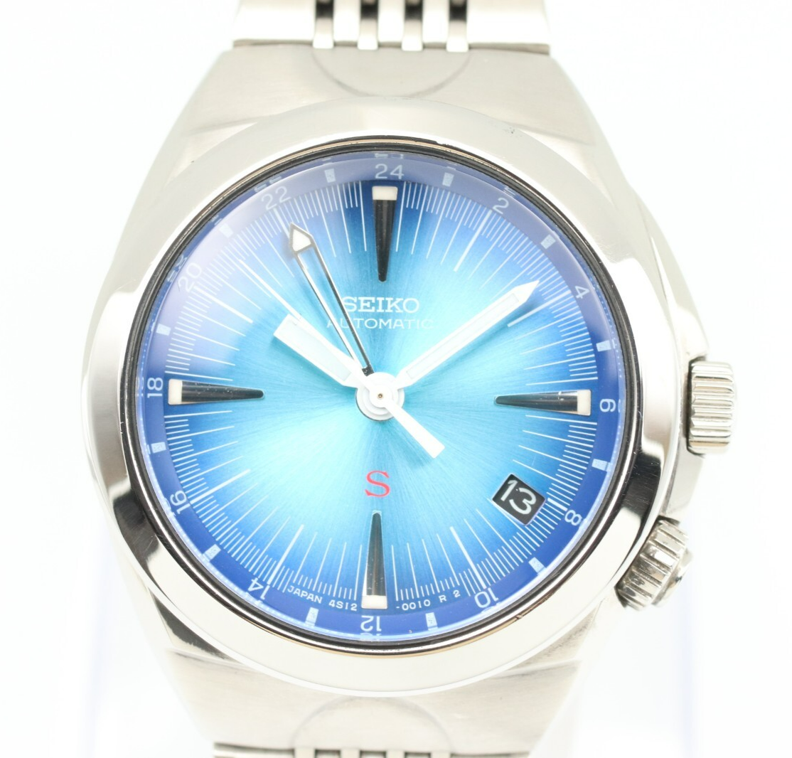 *MINT* SEIKO Mecha SUS 4S12-0010 Automatic Blue Dial Round 39mm Mens Watch JAPAN