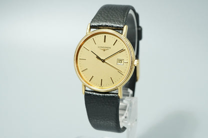 *Exc+5* Vintage 1991 LONGINES L4.636.2 Quartz Gold Dial 32mm Round Mens Watch