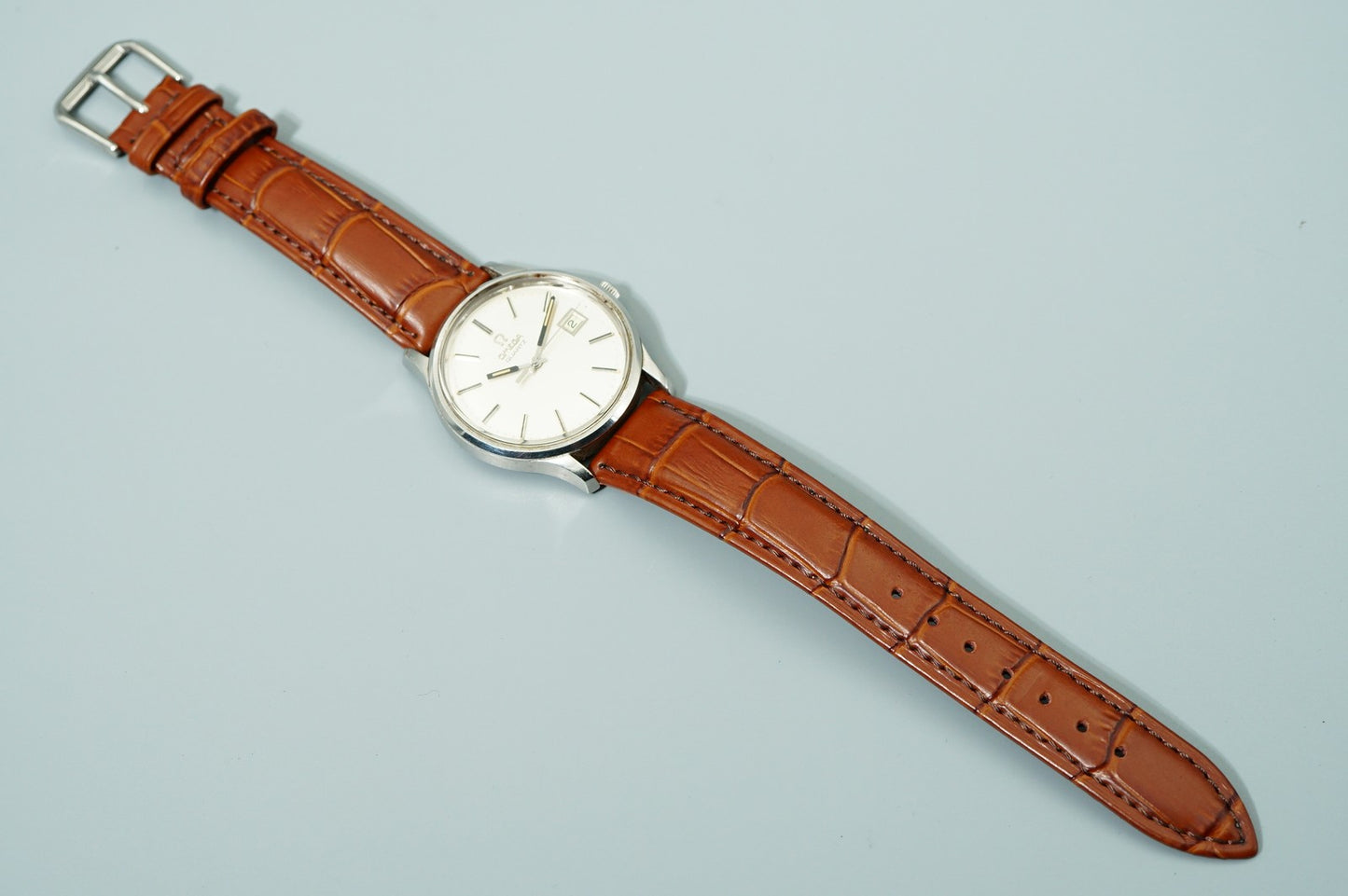 *N MINT* Vintage 1970s OMEGA Seamaster Cal.1342 Qz Silver 35mm Mens Watch