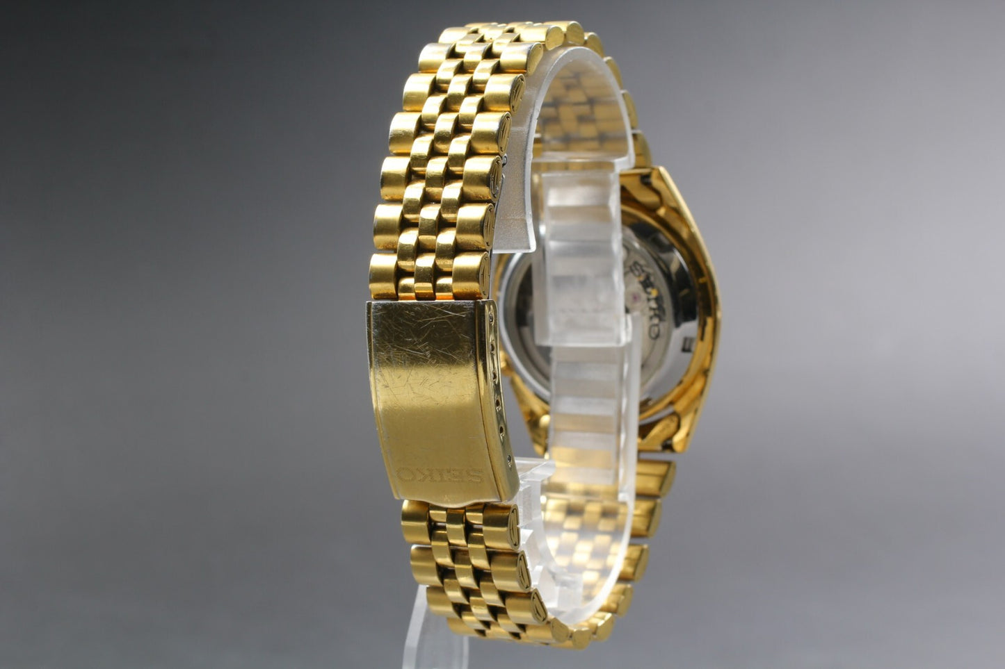 *Exc+5* Vintage SEIKO 5 7S26-0500 Automatic Day Date 21J Gold Dial Mens Watch