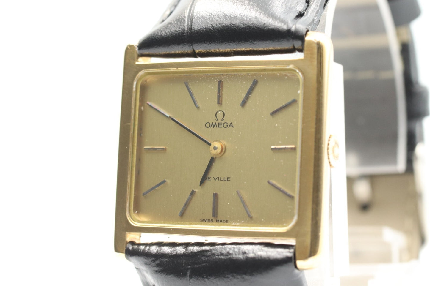 N MINT* Vintage OMEGA De Ville Cal.625 Hand Winding Gold Dial Square Women Watch