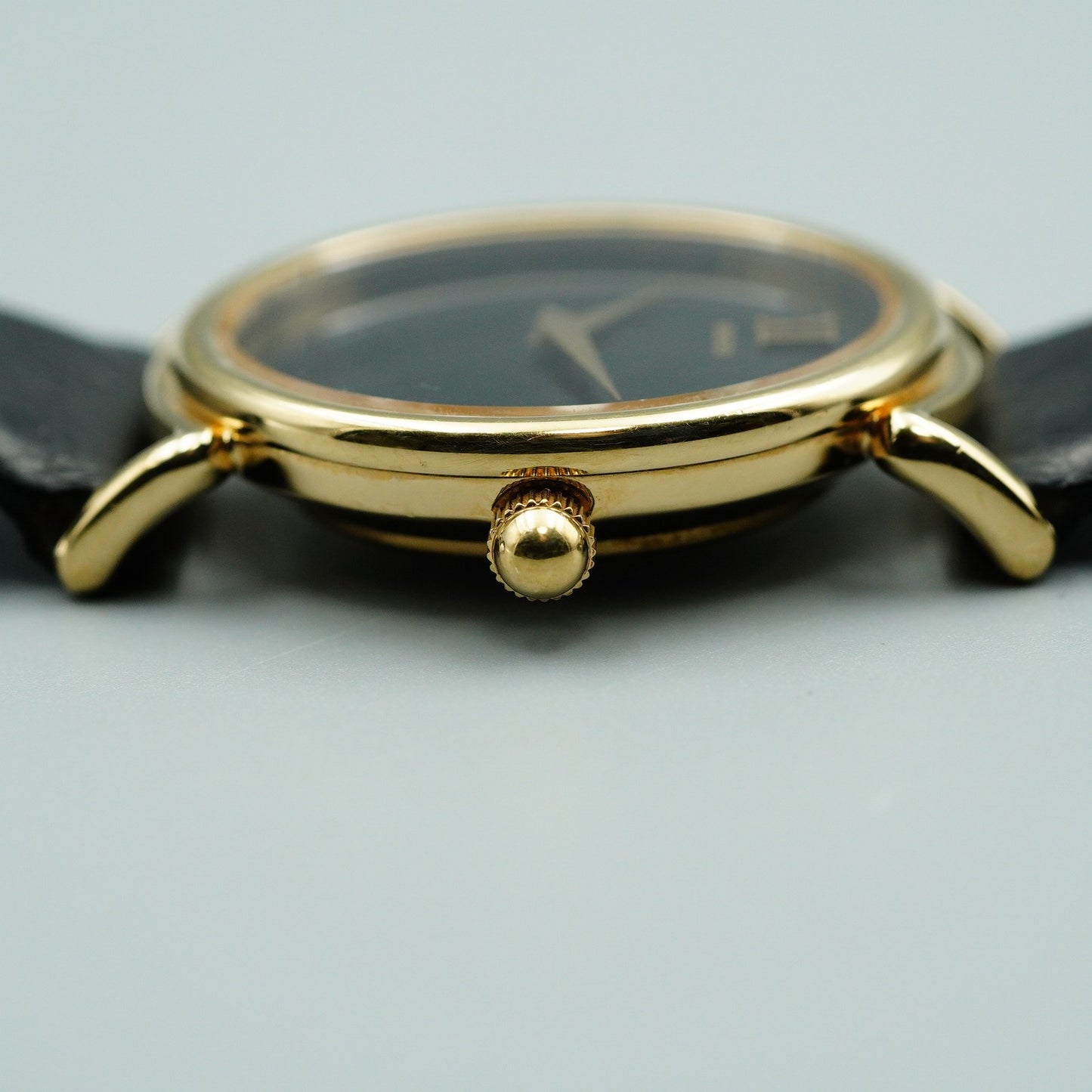 *Exc+5* Vintage SEIKO 2220-0530 Quartz Black Dial Round 31mm Mens Watch