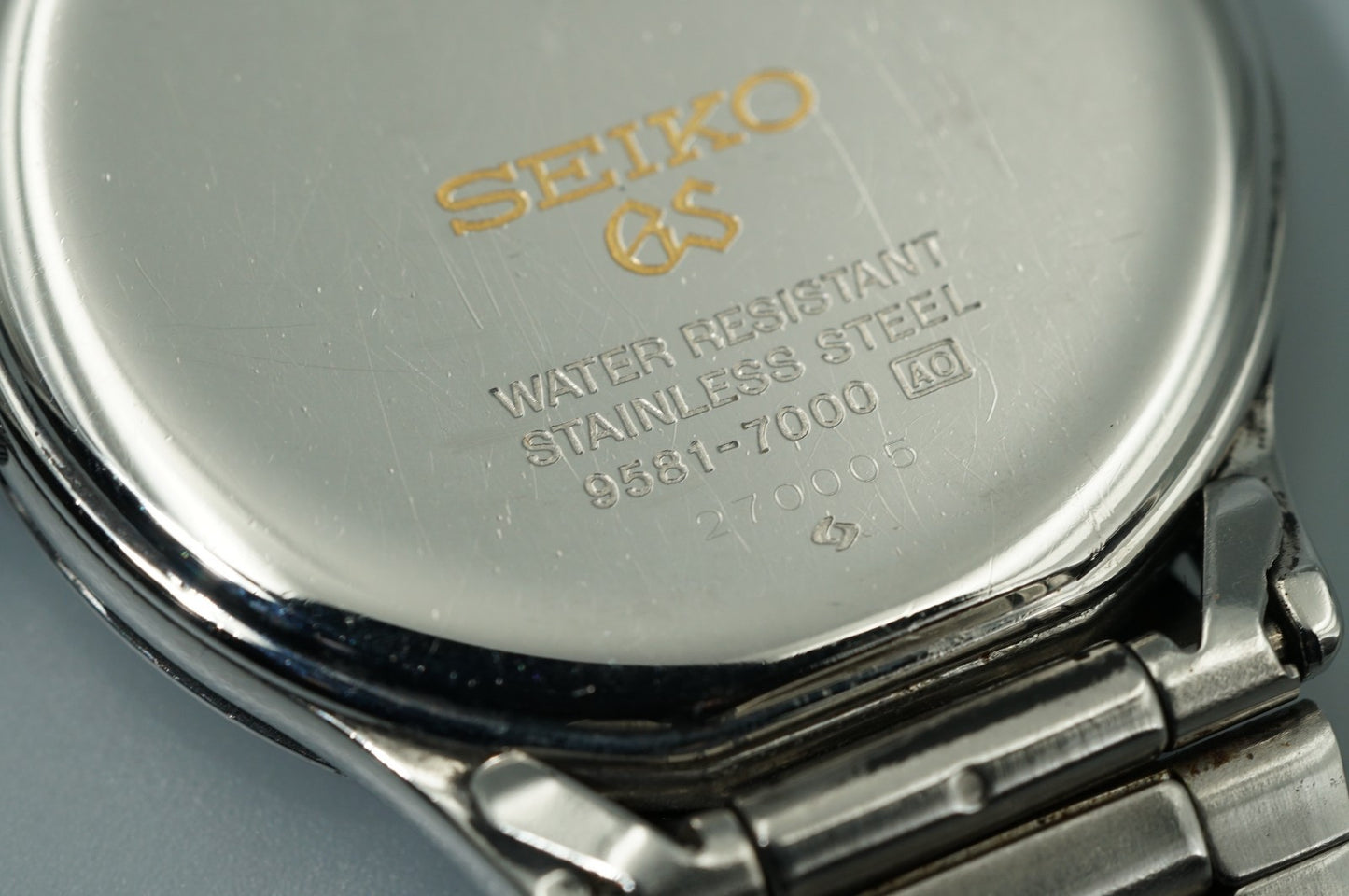 *NEAR MINT* Vintage 1992 SEIKO Grand 9581-7000 Qz Silver Round 33mm Mens Watch