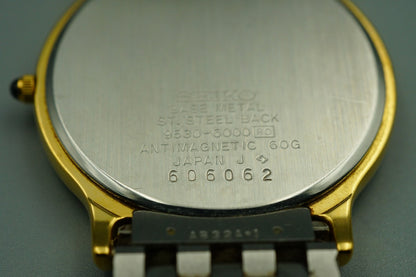 *Exc+5* Vintage 1984 SEIKO Dolce 9530-6000 Qz Gold Round 31mm Mens Watch