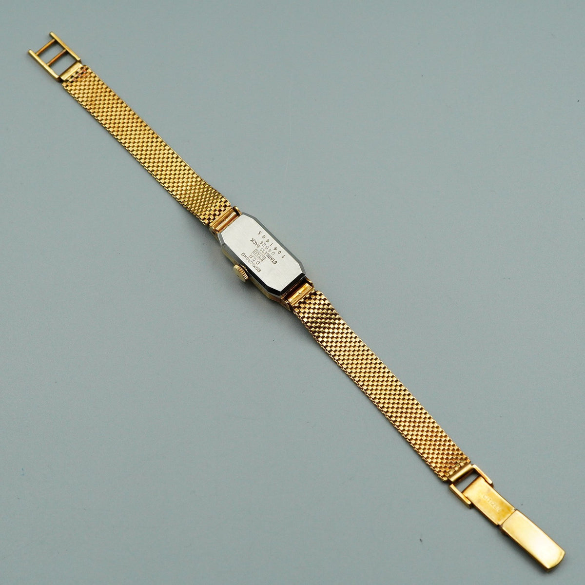 *Exc+5* Vintage CITIZEN D4606 Quartz Silver Dial Rectangle 12mm Women Watch