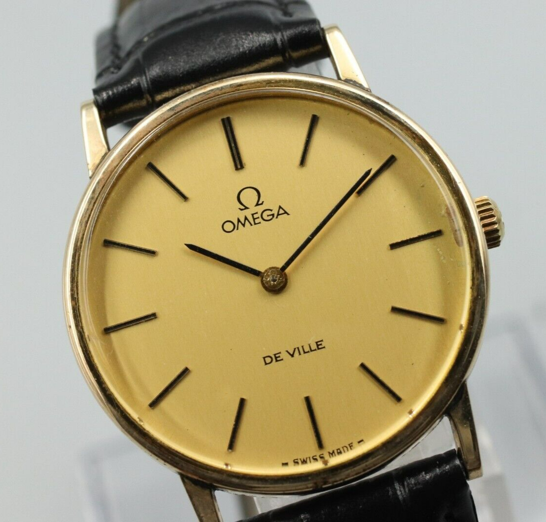 *Exc+4* Vintage OMEGA De Ville Cal.625 Hand Winding Gold Dial Round Mens Watch