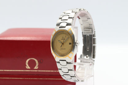 *NEAR MINT* Vintage OMEGA Seamaster Polaris Quartz Gold Dial Round Mens Watch