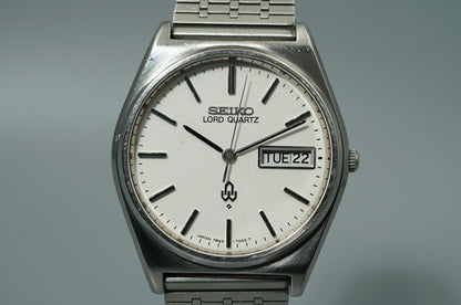*NEAR MINT* Vintage 1980s SEIKO Lord 7853-7000 Qz White Round 34mm Mens Watch