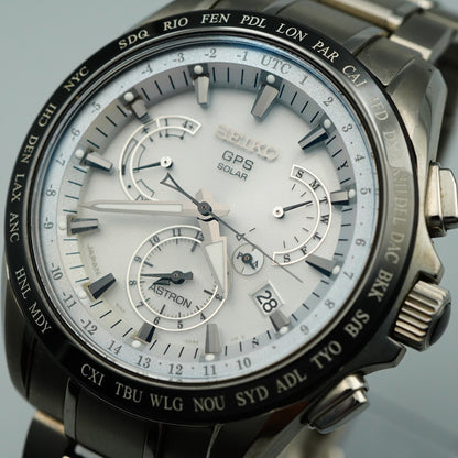 *MINT in Box* SEIKO ASTRON 8X53-0AB0-2 Solar White Dial Round 45mm Mens Watch