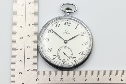 *Exc+5* Vintage 1940s OMEGA Pocket watch Cal.960 Hand Winding Small Second White