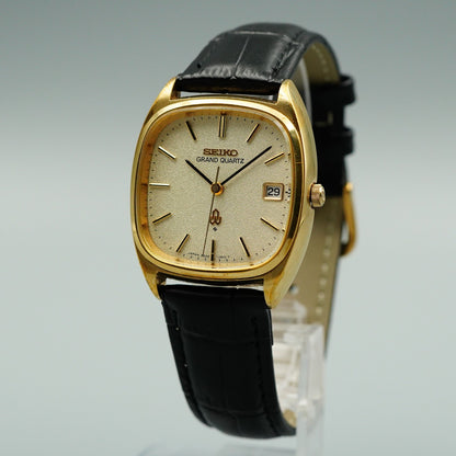 *Exc+5* Vintage 1975 SEIKO GRAND 4842-5011 Quartz Gold Square 34mm Mens Watch