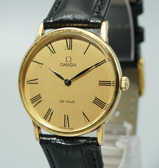 N MINT Vintage 1981 OMEGA De Ville Cal.625 Hand Wind Gold Round 32mm Mens Watch
