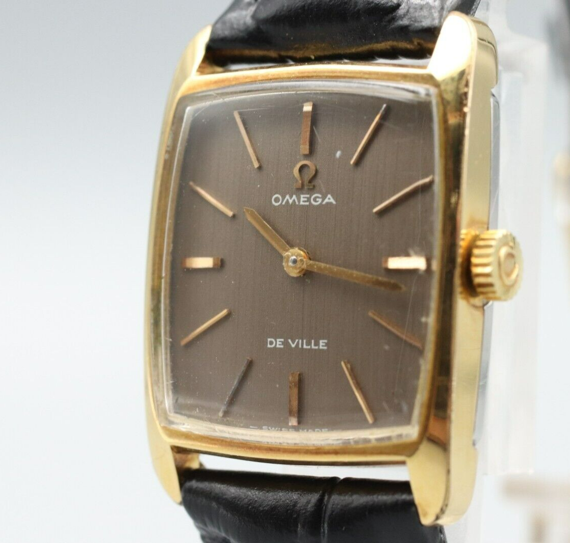 *Exc+5* Vintage OMEGA De Ville Cal.625 HandWinding Brown Dial Square Women Watch