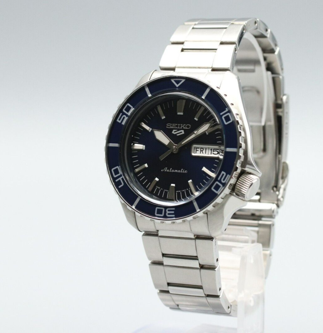 *TOP MINT* Vintage SEIKO 5 Sports 4R36-16D0 Automatic Blue Dial Mens Watch