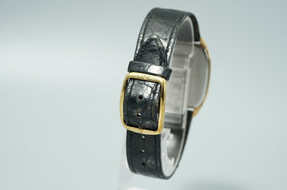 *NEAR MINT* Vintage 1982 OMEGA De Ville Cal.1417 Qz Black Square 30mm Mens Watch