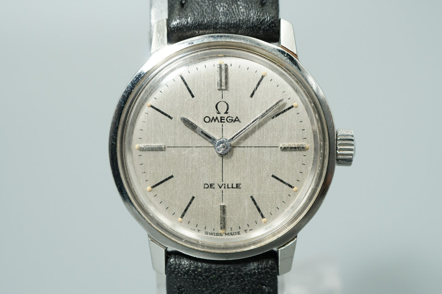 *N MINT* Vintage OMEGA De Ville Hand Winding Silver Cross Line 22mm Women Watch