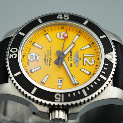 *Exc+5 Box & Paper* BREITLING Superocean A17367 Automatic Yellow 46mm Mens Watch