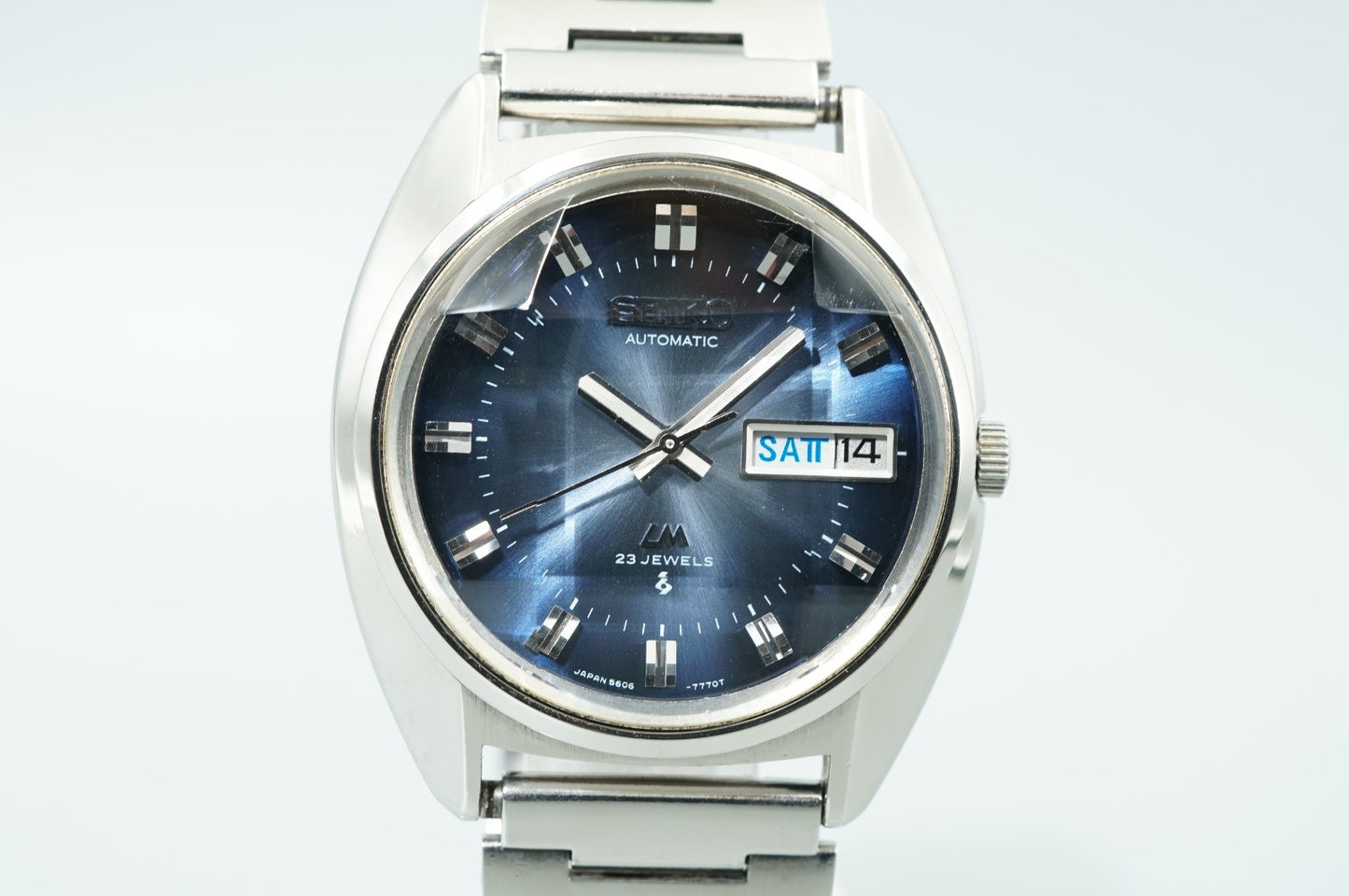 *Serviced* Vintage SEIKO Lord Marvel 5606-7231 Automa Blue Round 35mm Mens Watch