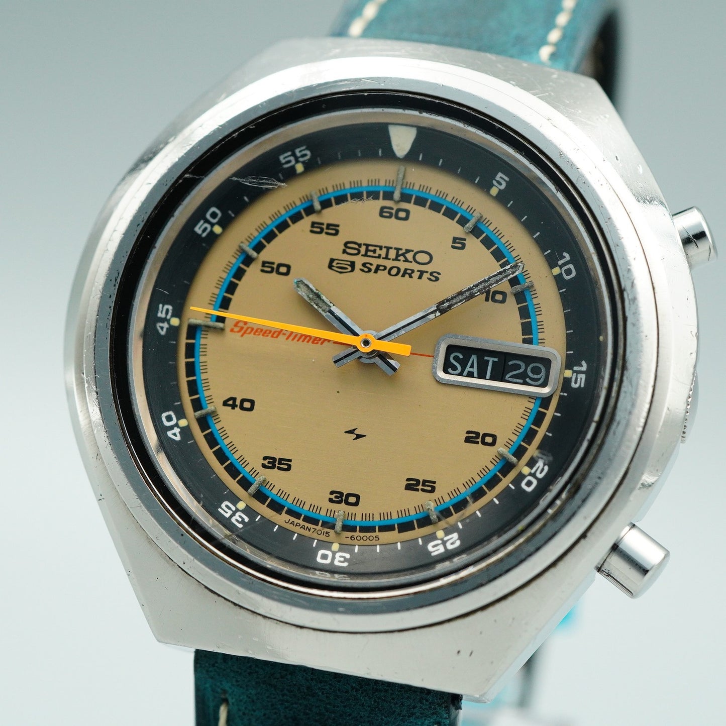 *Exc+5* Vintage 1972 SEIKO 5SPORTS 7015-6000 AT Gold  Round 42mm Mens Watch