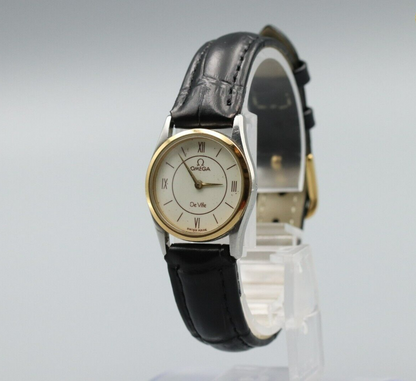 *Exc+5* Vintage OMEGA De Ville Cal.1387 Quartz White Dial Round Women Watch