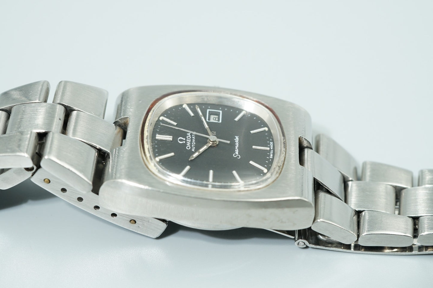 N MINT Vintage 1974 OMEGA Seamaster Cal.684 Automa Black Square 27mm Women Watch