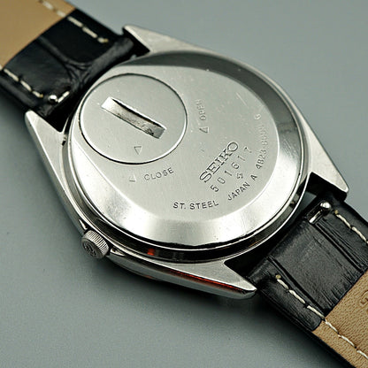 *Exc+5* Vintage 1970s SEIKO KING 4823-8000 Qz White Dial Round 36mm Mens Watch
