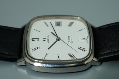 *NEAR MINT* Vintage 1974 OMEGA De Ville Cal.1332 Qz White Square 33mm Mens Watch
