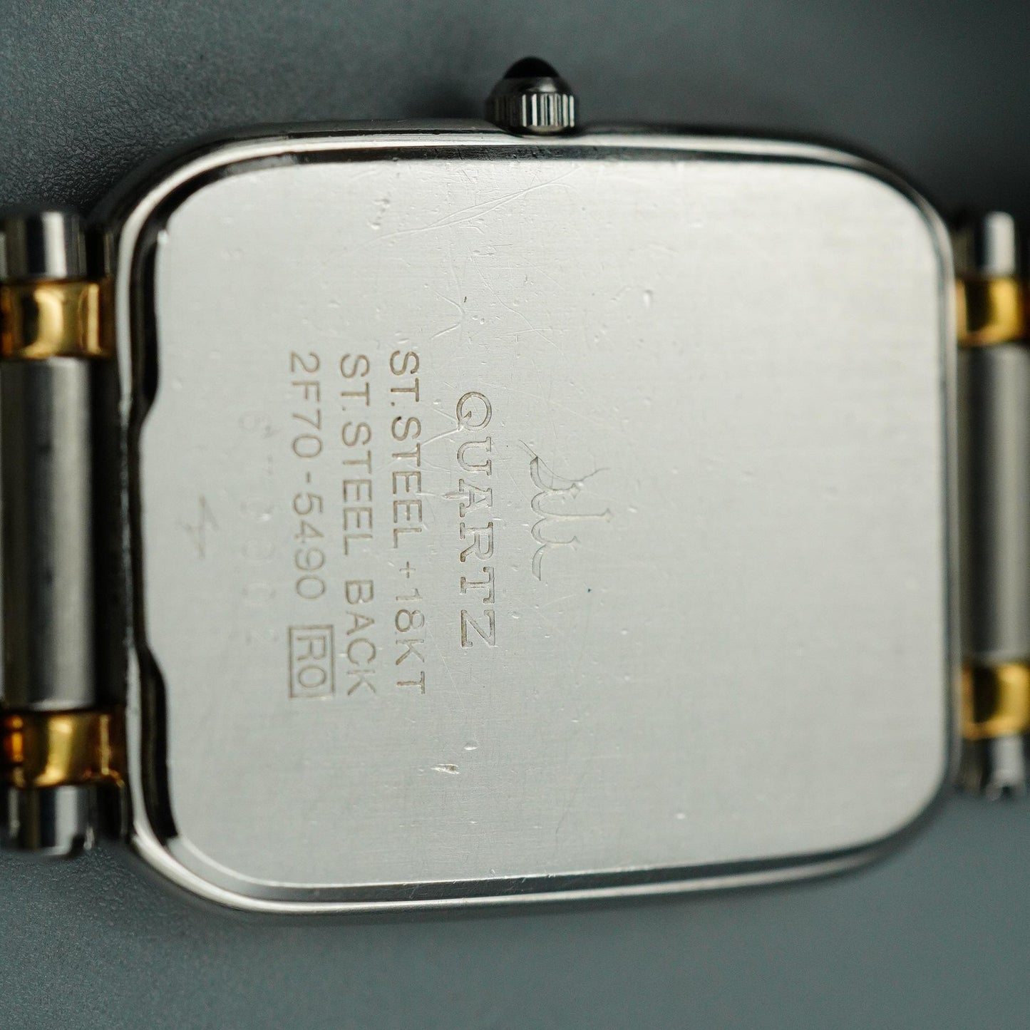 *MINT* Vintage 18KT SEIKO CREDOR 2F70-5490 Qz Silver Rectangle 19mm Women Watch