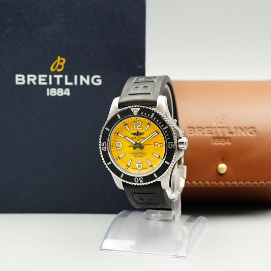 *Exc+5 Box & Paper* BREITLING Superocean A17367 Automatic Yellow 46mm Mens Watch