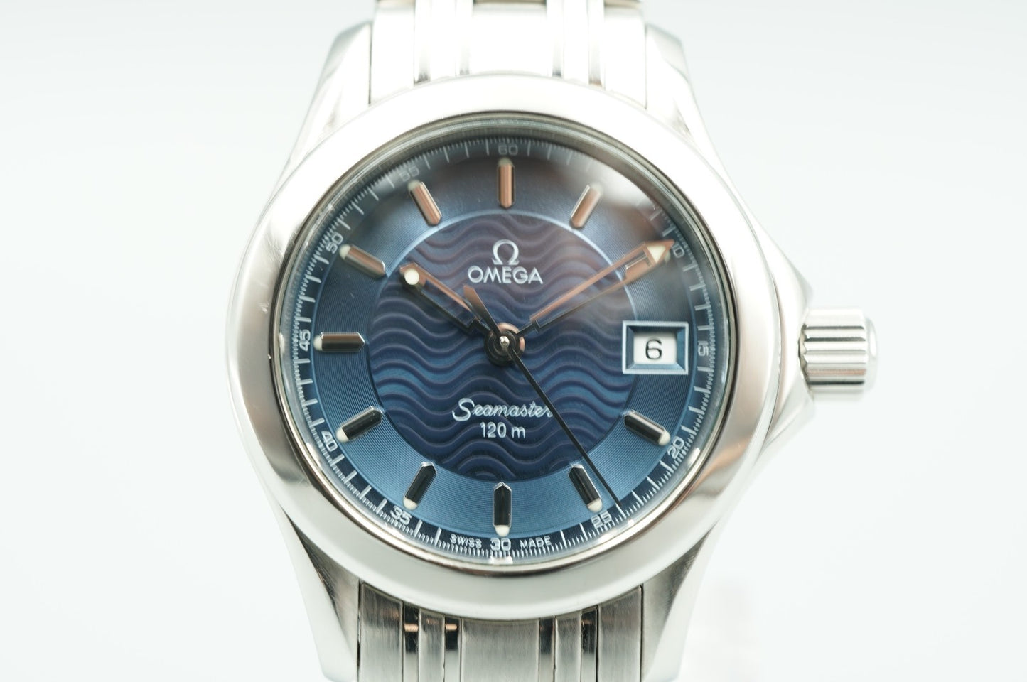 *MINT* Vintage 1998 OMEGA Seamaster Cal.1424 Quartz Blue Round 28mm Women Watch
