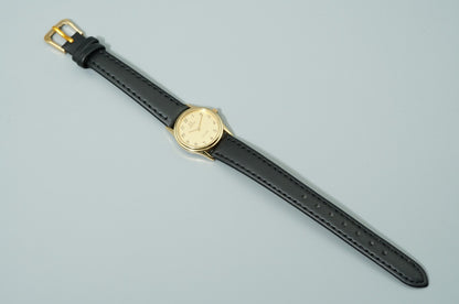 *NEAR MINT* Vintage 1986 OMEGA De Ville Cal.1455 Qz Gold Round 21mm Women Watch