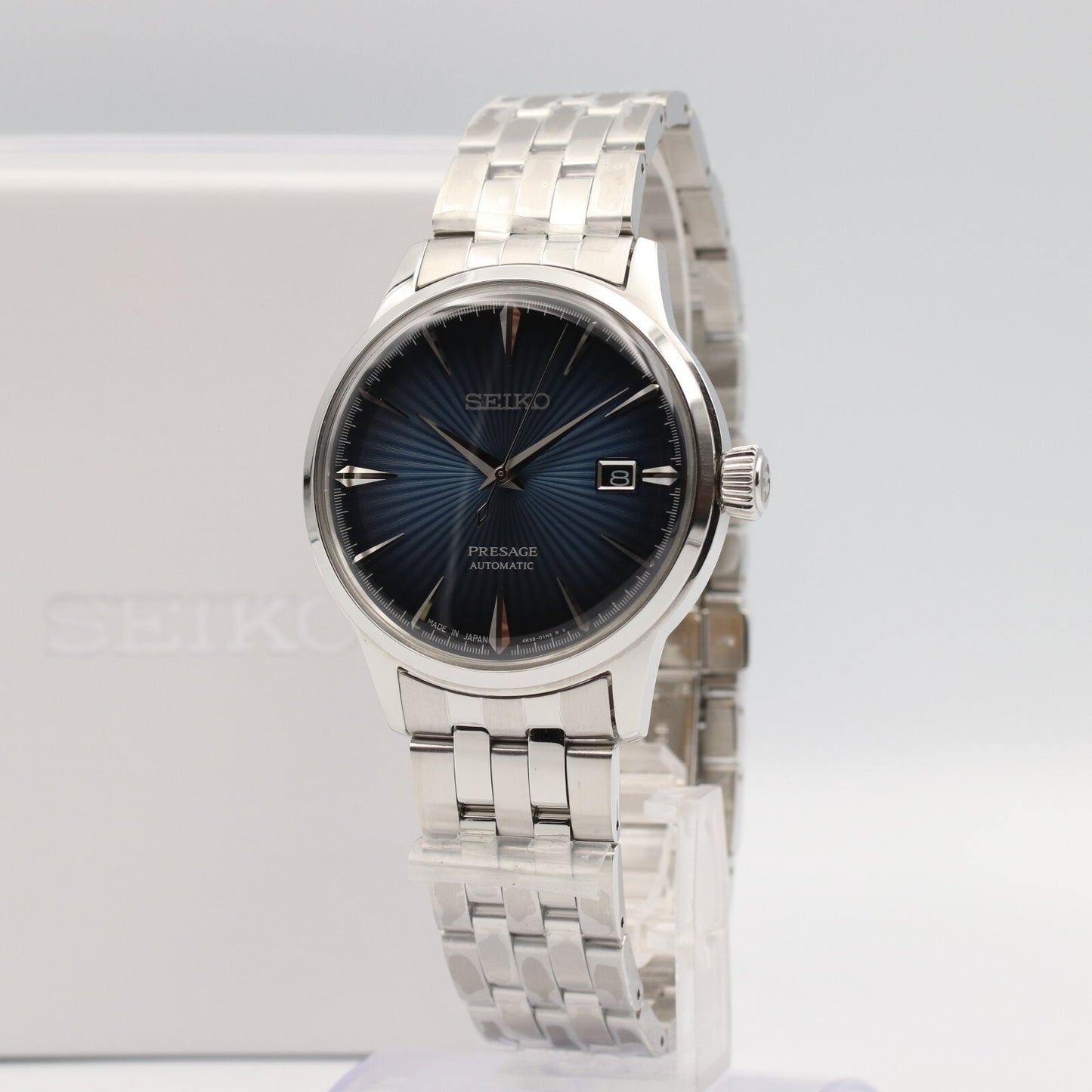 *UNUSED* SEIKO PRESAGE 4R35-01T0 Automatic Navy Dial Round 40mm Mens Watch