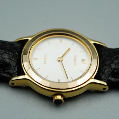 *NEAR MINT* Vintage SEIKO Exceline 4N20-0280 Qz White Round 22mm Women Watch