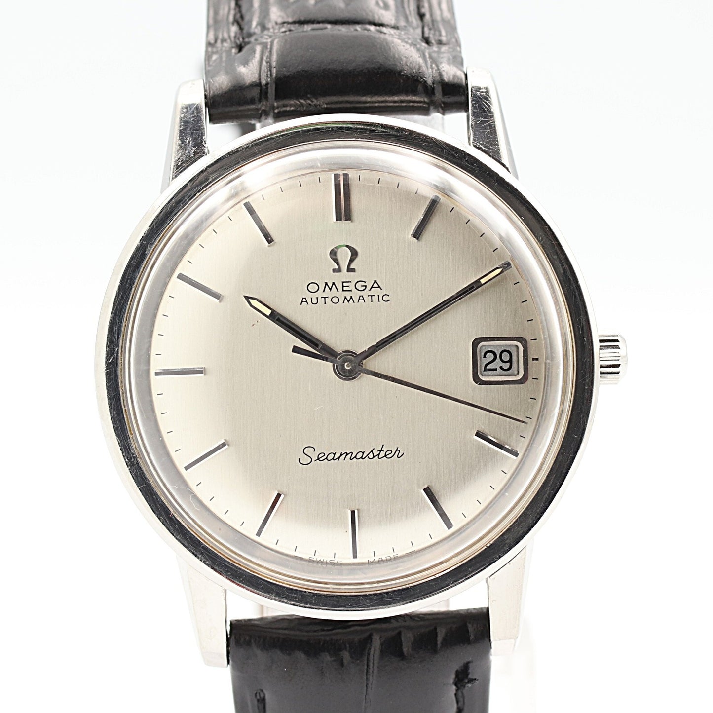 N MINT Vintage 1967 OMEGA Seamaster Cal.565 Automa Silver Round 34mm Mens Watch