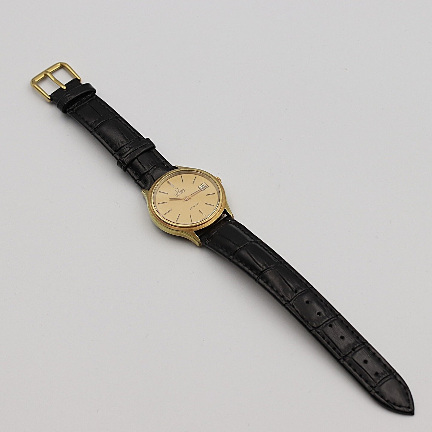 *NEAR MINT* Vintage 1980 OMEGA De Ville Cal.1325 Qz Gold Round 35mm Mens Watch