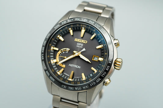 *NEAR MINT* SEIKO ASTRON SBXB087 8X22-0AG0-2 Solar Black Dial 46mm Mens Watch