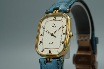 *Exc+5* Vintage 1983 OMEGA De Ville Cal.1417 Quartz White Dial 27mm Mens Watch