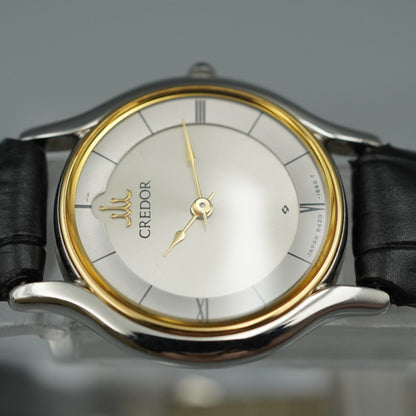 *MINT* Vintage SEIKO CREDOR 8420-0150 Quartz Silver Dial Round 23 mm Women Watch