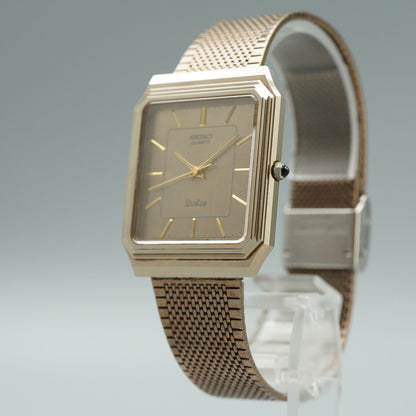 *N MINT* Vintage 1980s SEIKO Dolce 7731-5081 Quartz Gold Square 29mm Women Watch