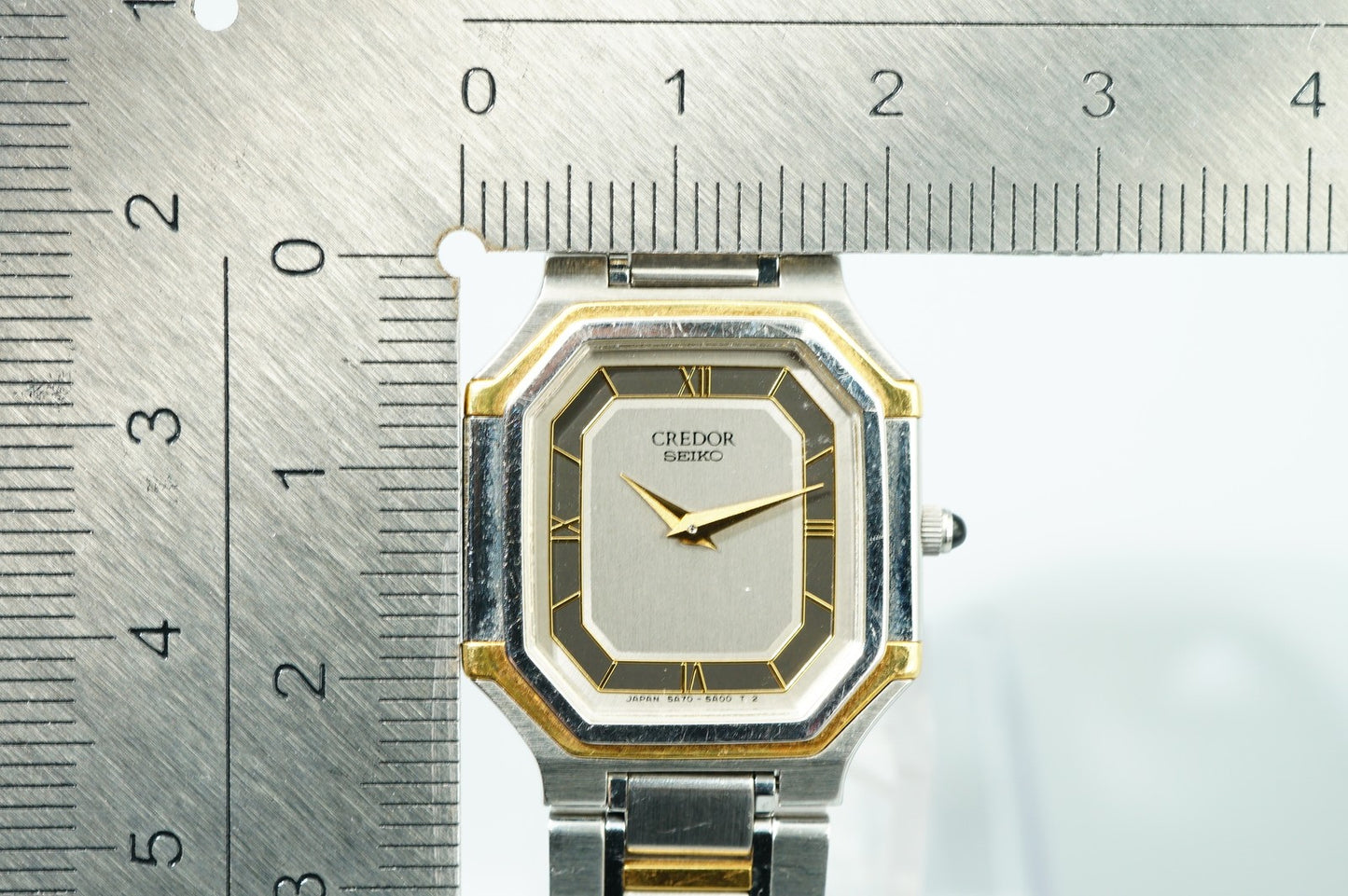 *N MINT* Vintage 1996 SEIKO CREDOR 5A70-3A00 Qz Gray Octagon 22mm Women Watch