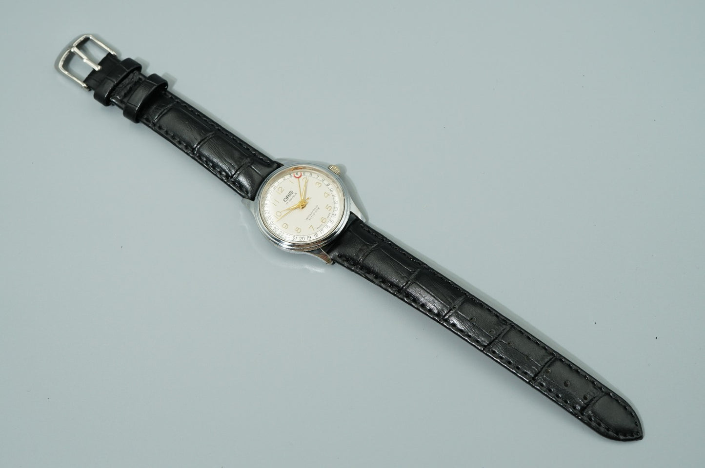 *Exc+4* Vintage 1989 ORIS Pointer Date 302-7285B Hand Wind White 31mm Mens Watch