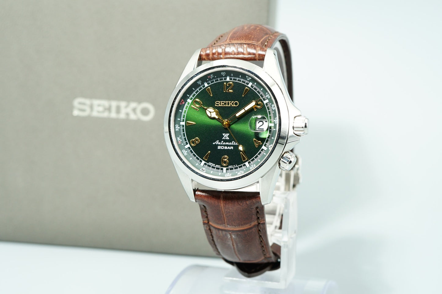 *TOP MINT* SEIKO 6R35-00E0 7771-5011 AT Green Dial Round 39mm Mens Watch