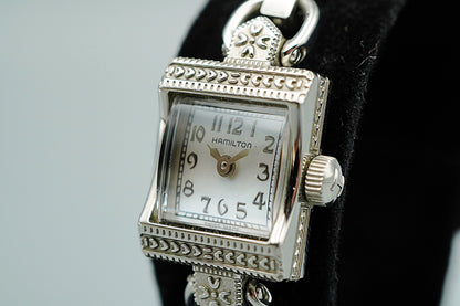 *MINT* HAMILTON  H312710 Quartz White Dial Rectangle 15 mm Women,Ladies Watch